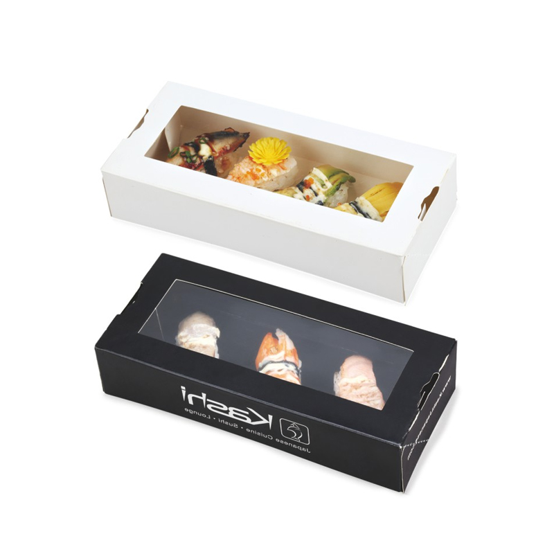 黑/白纸板寿司盒-PLA盖